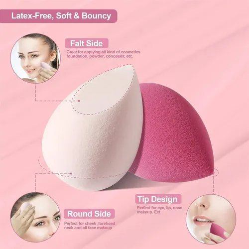 Set 4 Esponjas Maquillaje Para Difuminar Bases Con Estuche