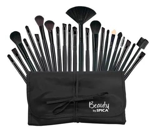 Set X24 Brochas Y Pinceles Para Maquillaje BEAUTY BY SPICA BRO-20 Estuche Color Negro