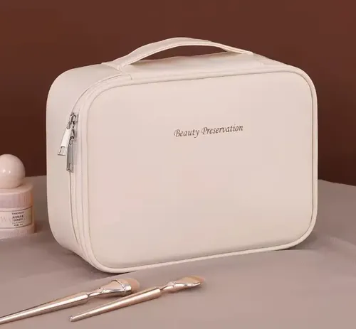 Bolsa Cosmética Impermeable Organizador Viaje Cuero Portátil