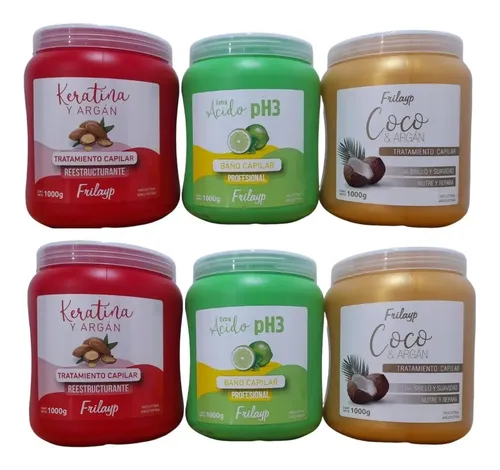 Baño De Crema Keratina + Extra Acido + Coco X 1000g X 6/uni