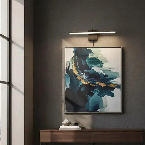 Aplique De Pared Led Movil Direccionable Para Espejo Baño 40 Cm Negro Luz Calida Gioluce