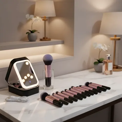 Set 14 Brochas De Maquillaje Bs Mall Profesional Estuche Led