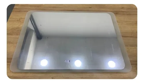 Espejo Rectangular Antiempañe Led Luz Fria/Calida 70cmX100cm Borde Pulido Display Hora Touch
