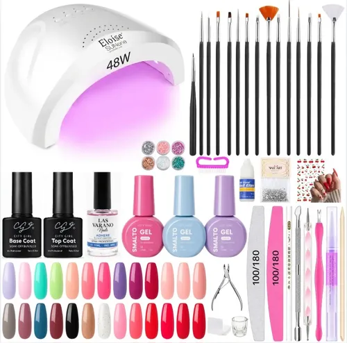 Kit Profesional Completo Para Uñas Gel Semipermanente Uv Led