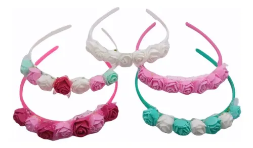 Vincha Nena Flores Color Infantil Accesorios Pelo Pack X 12