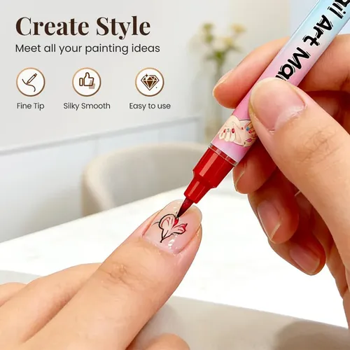 12 Colors Nail Art Pens Set, Water-based Markers, Quick Dry