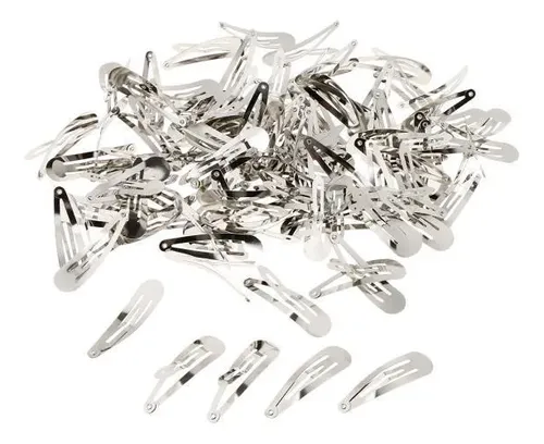 2 Lote De 100 Pinzas De Pelo De Metal Plateado De 50 Mm Con