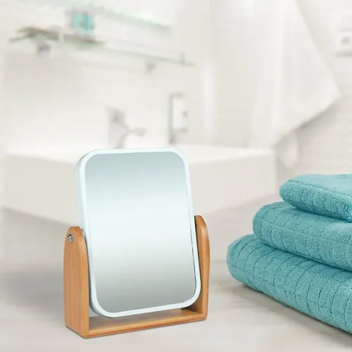 Espejo Tocador Doble Faz VGO Rectangular Base Madera Color Blanco EP16937