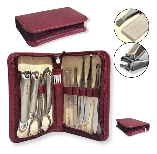 Set Manicura 10 Piezas Estuche Organizador Pedicuta Alicate