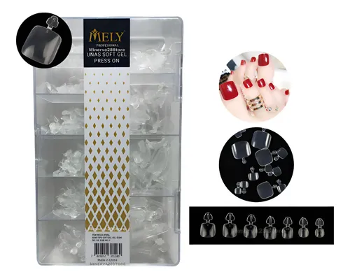 Uñas Postizas Para Pies X500 Tips Marca Mely Soft Gel Press