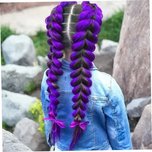 4 Extensiones De Cabello Morado Para Trenzas De 24 Pulgadas