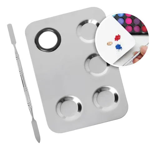 Paleta Mezcladora Y Espatula De Acero Para Maquillaje