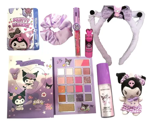 Set Maquillaje Kuromi Con Paleta Vincha Premium Polvo Hadas