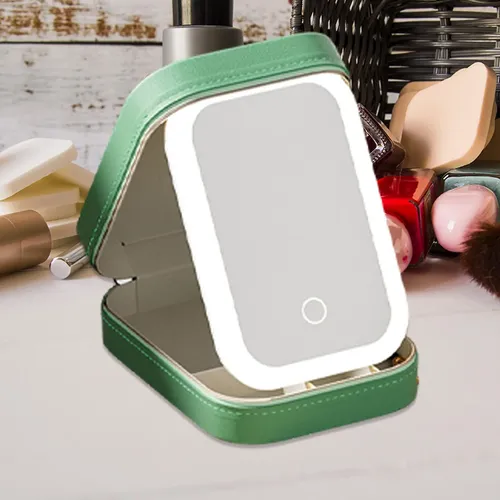 Estuche De Maquillaje Con Espejo Led Y Organizador Blanco