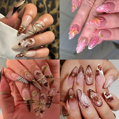 Adhesivos Para Uñas Bmkkot Con Forma De Flor En Relieve, 5d,