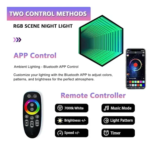Lámpara Espejo Led Infinito Rgb 3d Control App 30cm