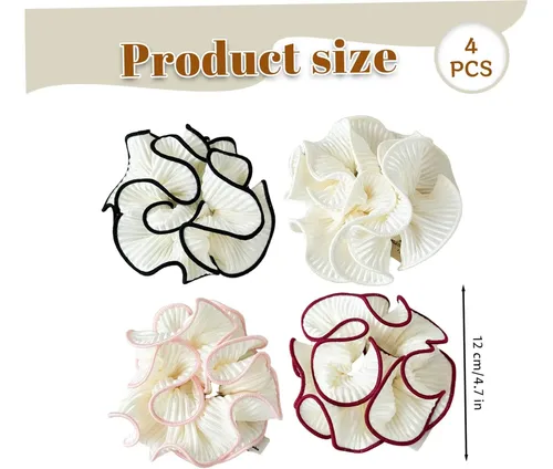 4pcs Oversized Double Layer Ruffled Scrunchies