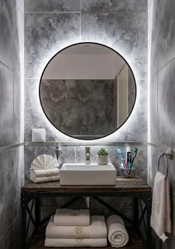 Espejo Luz Led 60 Cm Redondo Moderno Tecla Oculta