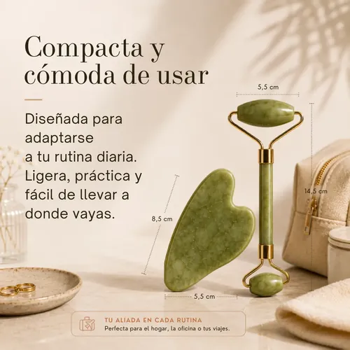 Guasha Facial Rodillo Masajeador Piedra Jade Kit