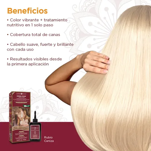 Tintura Surya Brasil Henna Crema Ash Blonde Sin Amoníaco Vegan Cabello