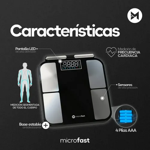 Balanza Digital Inteligente Masa Muscular 8 Electrodos Análisis Corporal Bioimpedancia App Bluetooth 180kg