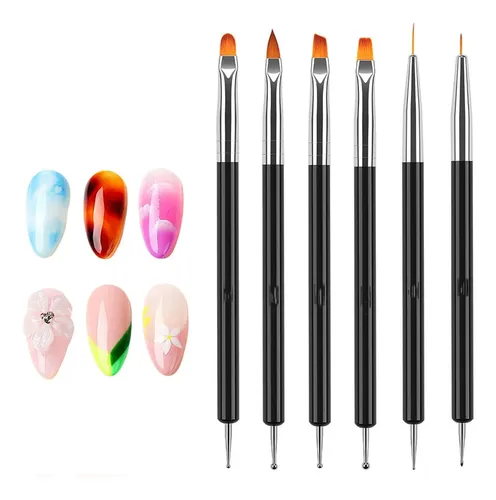 6 Cepillos De Uñas De Doble Punta Para Dibujar, Tallar Y Pun 6pcs
