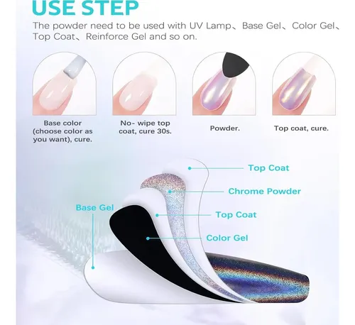 Kit De Polvos Cromados Para Uñas 24 Colores Mknzome