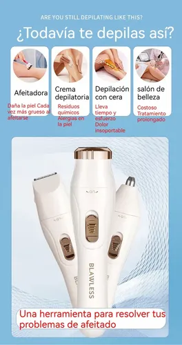 Máquina De Depilación Eléctrica Para Mujer Recargable 3 En 1