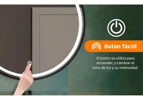 Espejo Redondo Luz Led Frontal Aluminio Dorado 60 Cm