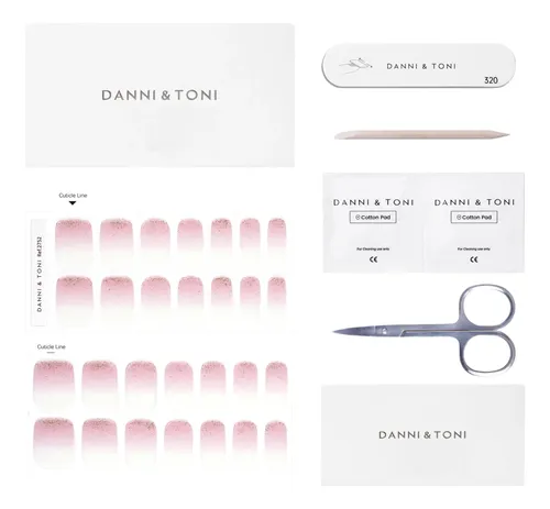 Tiras De Uñas De Gel Danni & Toni Semi Curadas Rosa Blanco D