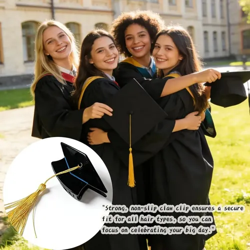 Minigorra De Graduación Con Pinzas Para El Pelo, Gorra Negra