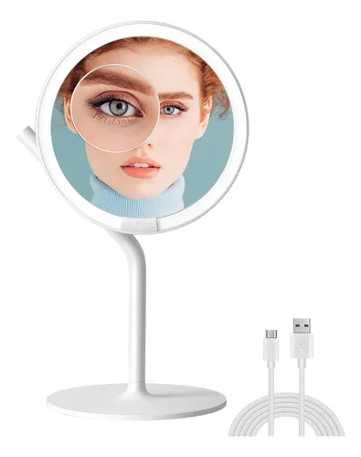Espejo De Maquillaje Amiro Recargable Con Luz Led De 20 Cm Y
