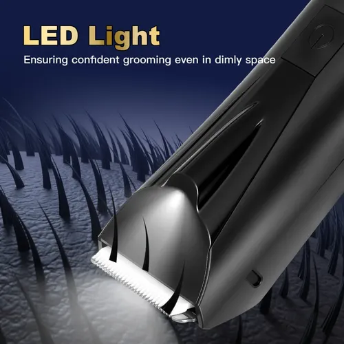 Cortadora De Pelo Corporal Eléctrica Con Led Negro