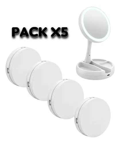 Pack X5 Espejos Plegables Luz Led Doble Aumento Mayorista