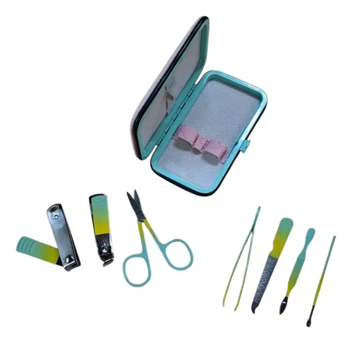 Set Manicura 7 Piezas Con Estuche Portátil Rígido Kit 11cm