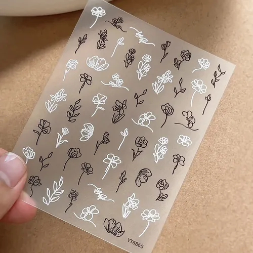Pegatinas De Uñas Con Rosas Pintadas A Mano En Relieve