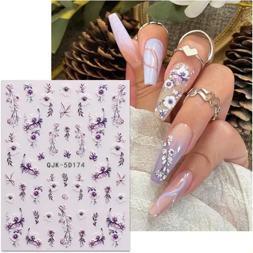 Pegatinas De Uñas 3d Floral 5d Adhesivas Primavera Verano 4