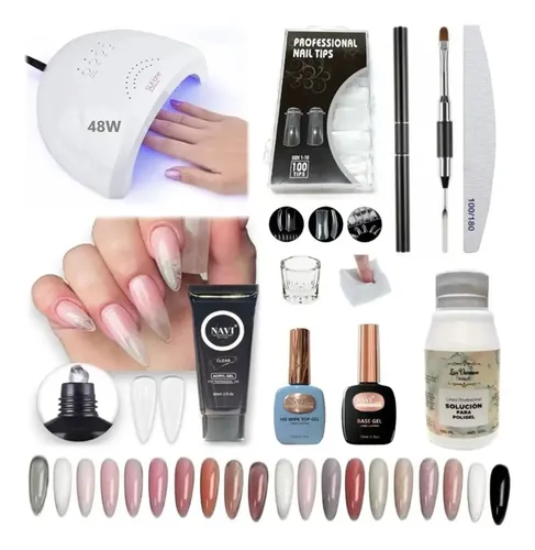 Kit Polygel 30ml Cabina 48w+ Pincel+ Lima+ Molde+ Top+ Base!