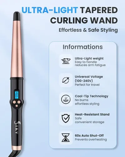 Tenaza Rizadora Cónica Ikv De Cerámica 3,2-2,5 Cm, 100-240 V