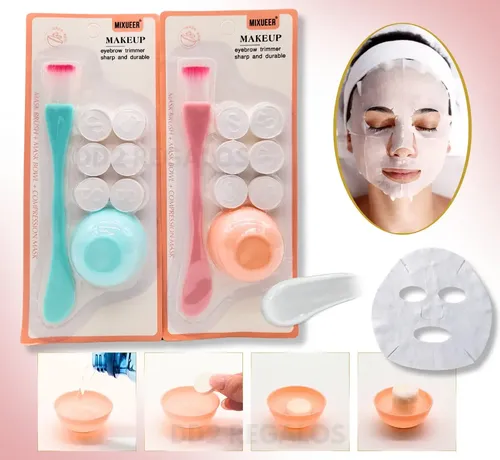 Set P/mascarillas Facial X8 Piezas Mini Bowl Pincel Espatula