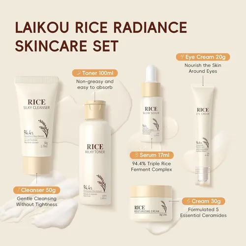 Conjunto De Cuidado De La Piel De Arroz De 5pcs Para Mujeres