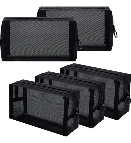 Bolsa De Maquillaje De Malla Sandnyy Negra Portátil Para Art