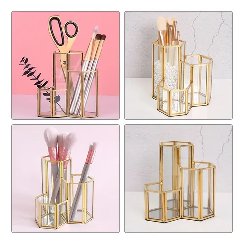 Portaescobillas De Maquillaje De Vidrio For Brochas Y