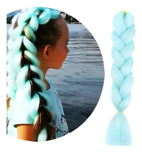 Kanekalon Extension Pelo Termico Trenza Africana 60cm Lfme Celeste Agua A25