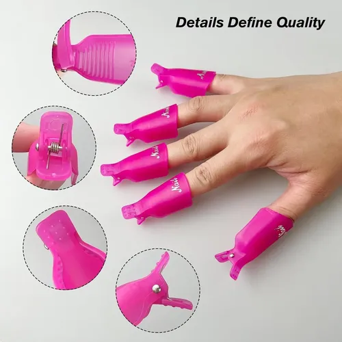 Juego De 20 Clips Para Quitar Esmalte Uv Jaasuee Rosa
