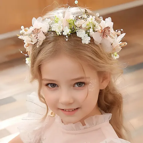 Coronas Flores Para Niñas Princesa Tocado Novia Tiara Rosa
