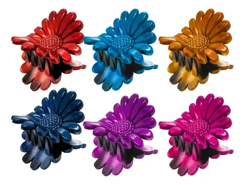 Broche De Pelo Flor Margaritas Colores X 12 Unidades
