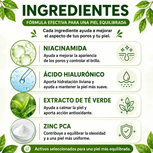 Serum Facial Mely Para Poros Hamamelis Té Verde 30ml