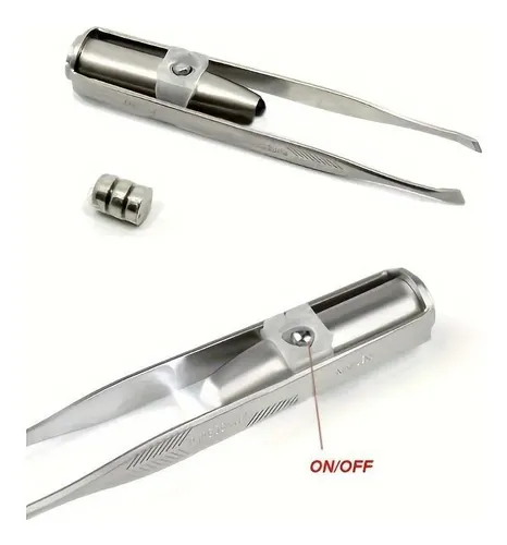 Pinza Led Para Cejas, Herramienta De Precisión De Acero Inox Plateado Liso