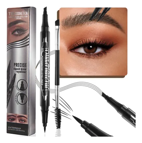 Delineador De Ojos Y Delineador Cejas Con Cepillo Y Brocha